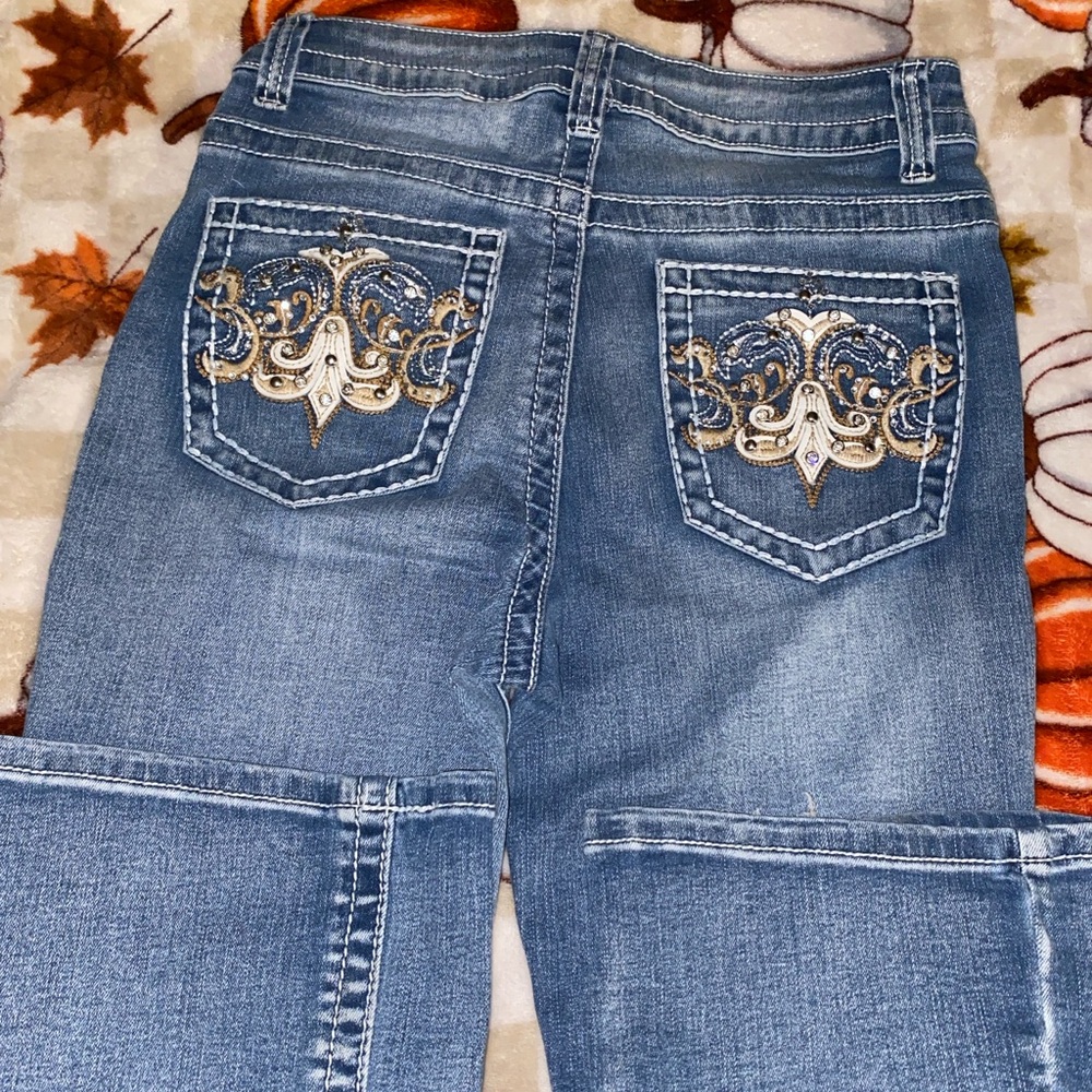 high waisted bedazzled flared jeans